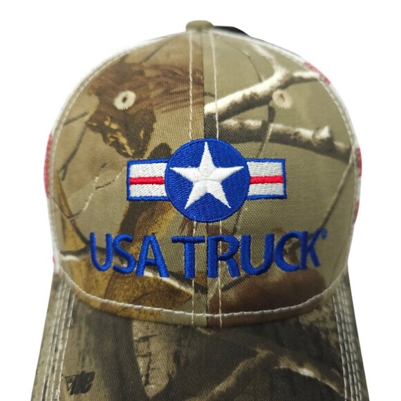 USA Truck Realtree AP Camo Flag Mesh Strapback Cap Trucker Baseball Hat America - Picture 7 of 13